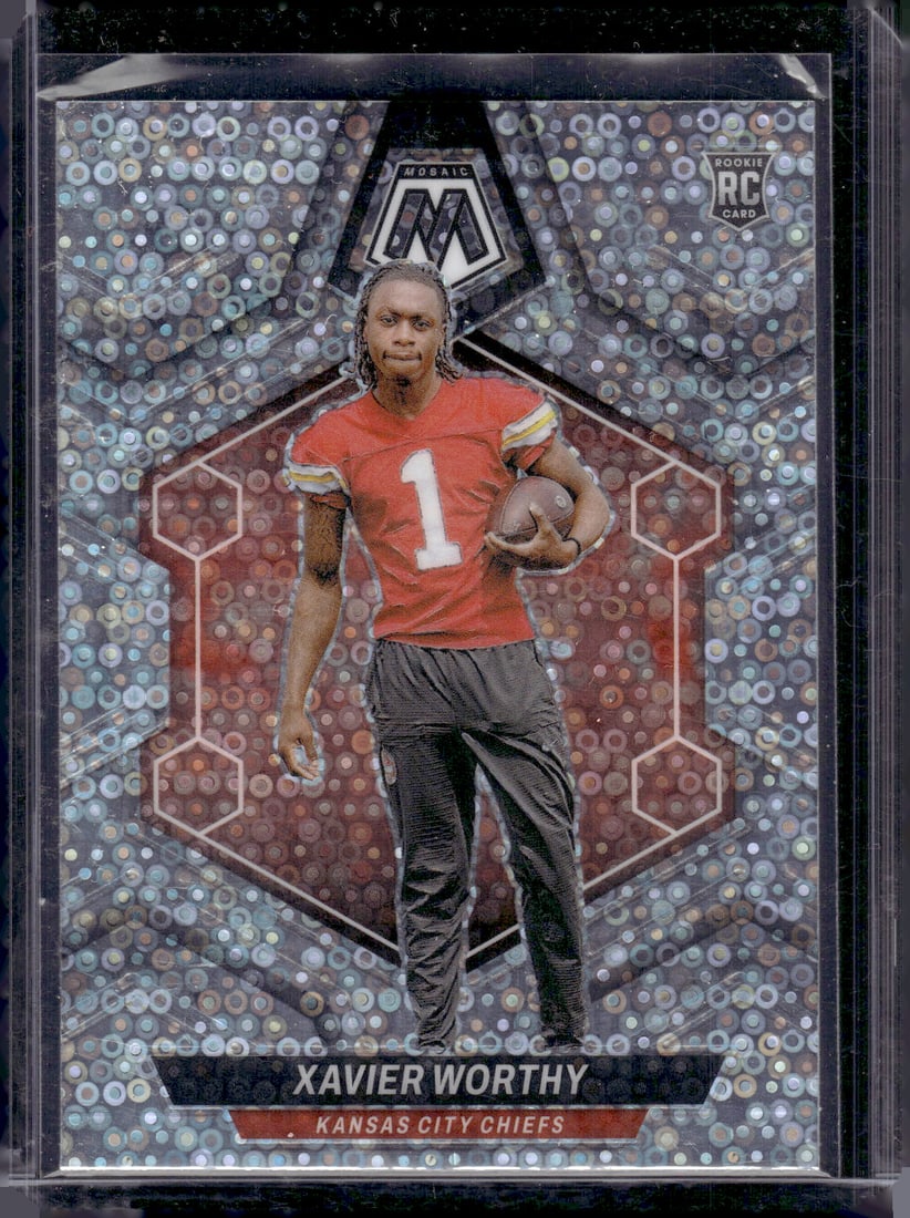 Xavier Worthy Rookie Card No Huddle Prizm 2024 Panini Mosaic #328 Kansas City Chiefs (1 of 2)