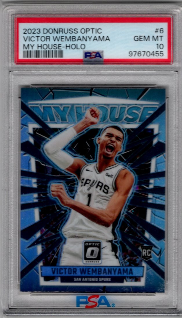 Victor Wembanyama Rookie Card My House Holo Prizm 2023-24 Donruss Optic #6 PSA 10 (1 of 2)