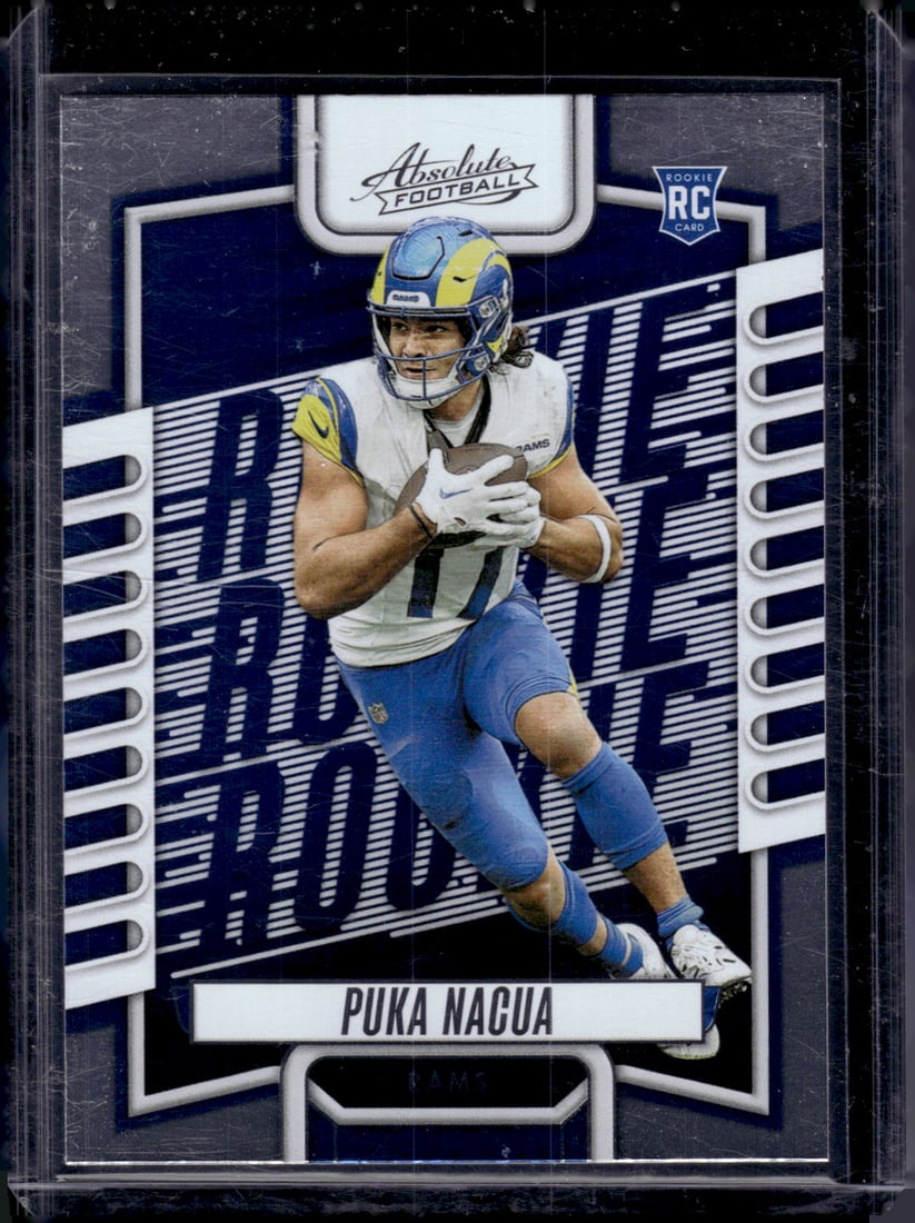 Puka Nacua Rookie Card 2023 Panini Absolute #189 Los Angeles Rams: Panini Select, Prizm, Mosaic, Contenders, Zenith, Phoenix, Illusions, Absolute, Rookie NFL Sports Trading Cards, SP, SSP, Cards, Football Cards for Sale Near Me, Superbowl & Hall of Fame Player Cards,