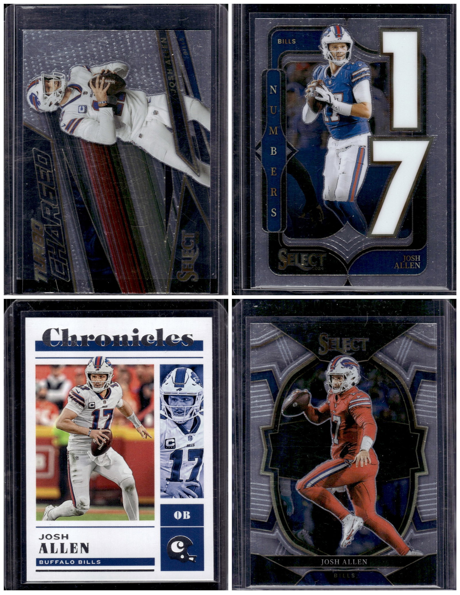 Lot of 4 Josh Allen Panini Football Cards: Panini Select, Prizm, Mosaic, Contenders, Zenith, Phoenix, Illusions, Absolute, Rookie NFL Sports Trading Cards, SP, SSP, Cards, Football Cards for Sale Near Me, Superbowl & Hall of Fame Player Cards,