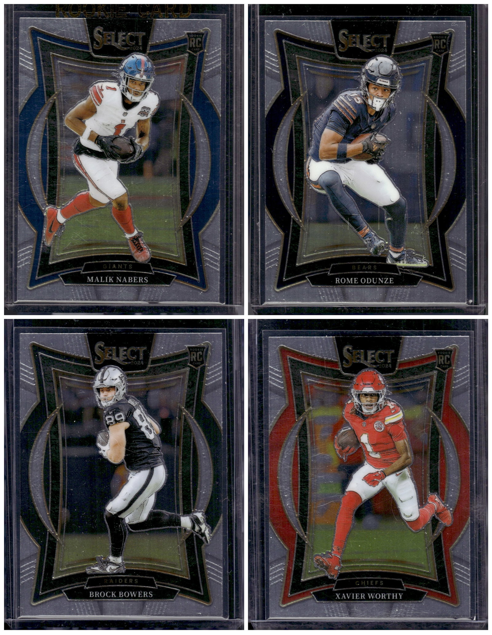 Lot of 4 2024 Panini Select NFL Rookie Cards. Nabers, Odunze, Bowers, Worthy: Panini Select, Prizm, Mosaic, Contenders, Zenith, Phoenix, Illusions, Absolute, Rookie NFL Sports Trading Cards, SP, SSP, Cards, Football Cards for Sale Near Me, Superbowl & Hall of Fame Player Cards,