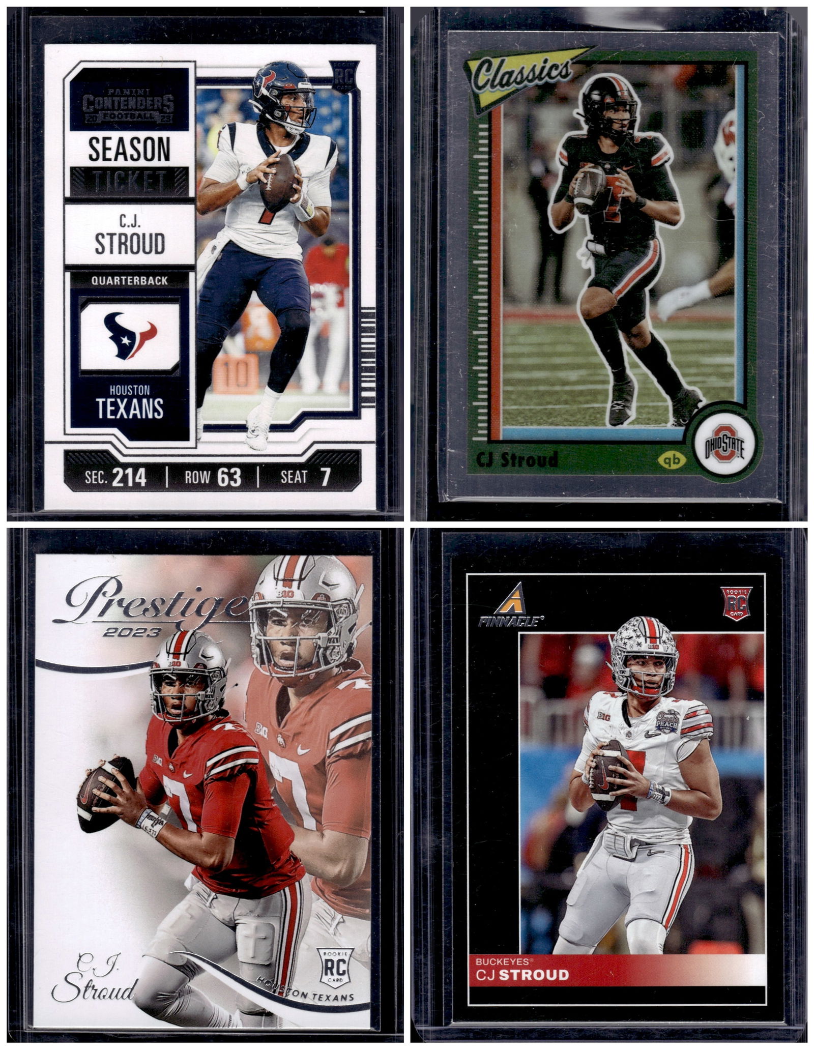 Lot of 4 Cj Stroud Rookie Cards. All Panini, All Different (1 of 1)