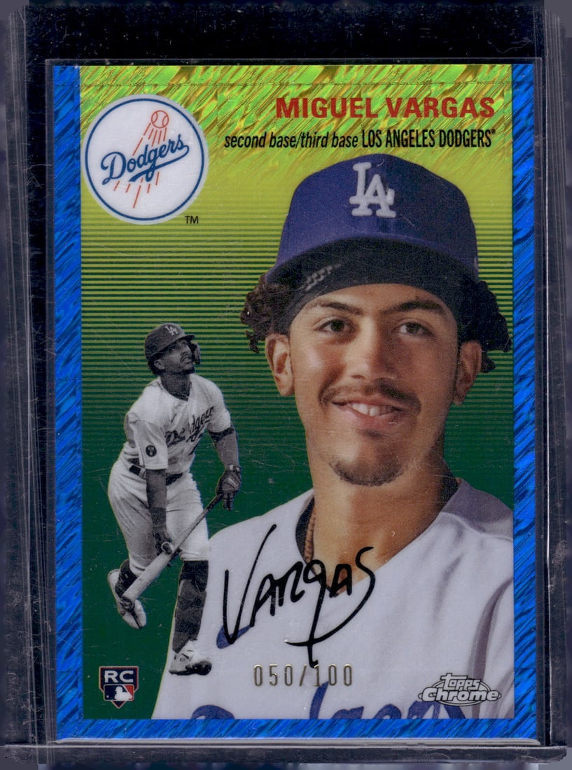 Miguel Vargas Rookie Card Blue Shimmer /100 2023 Topps Chrome Platinum #14 Dodgers (1 of 2)