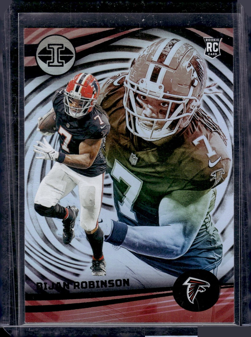 Bijan Robinson Rookie Card 2023 Panini Illusions #6 Atlanta Falcons: Panini Select, Prizm, Mosaic, Contenders, Zenith, Phoenix, Illusions, Absolute, Rookie NFL Sports Trading Cards, SP, SSP, Cards, Football Cards for Sale Near Me, Superbowl & Hall of Fame Player Cards,