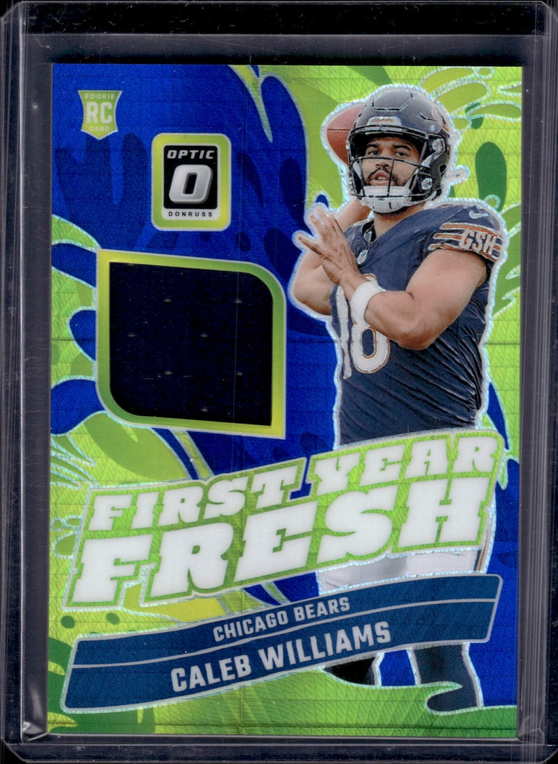 Caleb Williams Rookie Card Blue Hyper Patch 2024 Donruss Optic #FYF-CWS Chicago Bears (1 of 2)