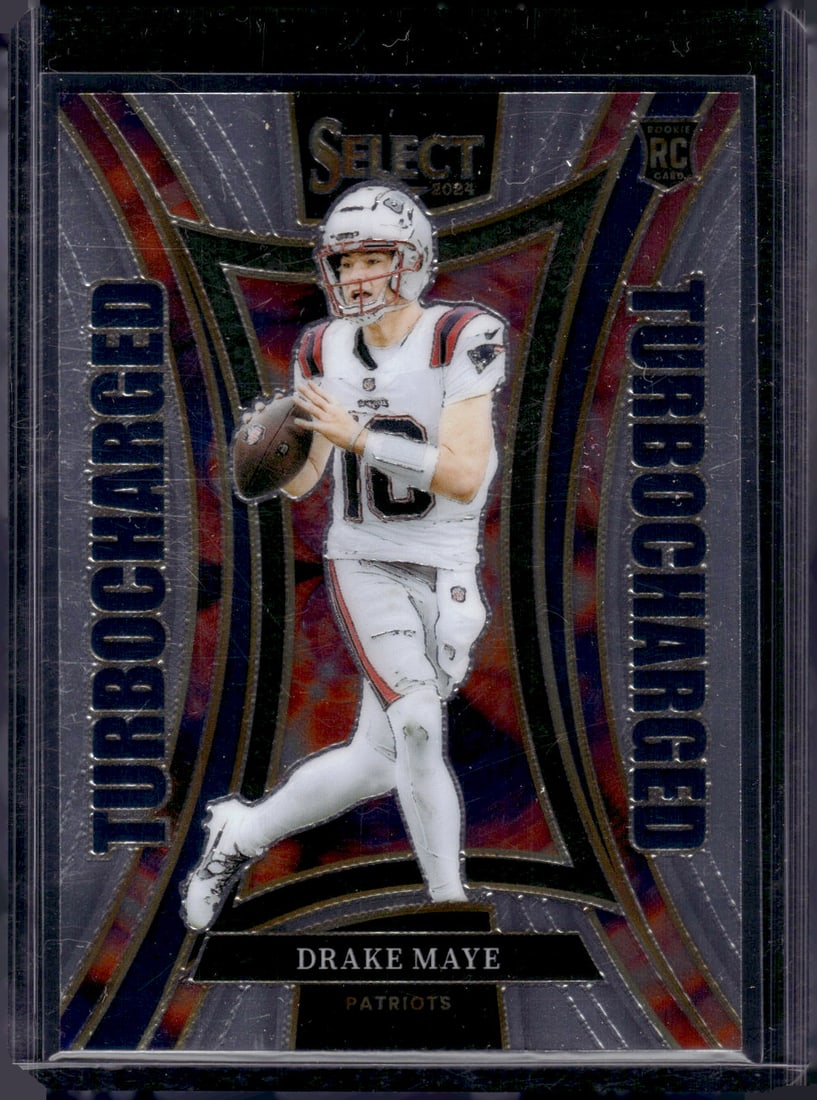 Drake Maye Rookie Card Turbocharged 2024 Panini Select #24 Patriots: Panini Select, Prizm, Mosaic, Contenders, Zenith, Phoenix, Illusions, Absolute, Rookie NFL Sports Trading Cards, SP, SSP, Cards, Football Cards for Sale Near Me, Superbowl & Hall of Fame Player Cards,