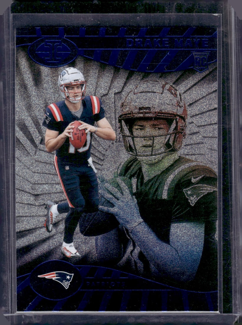 Drake Maye Rookie Card Trophy Collection Dots 2024 Panini Illusions #59 Patriots: Panini Select, Prizm, Mosaic, Contenders, Zenith, Phoenix, Illusions, Absolute, Rookie NFL Sports Trading Cards, SP, SSP, Cards, Football Cards for Sale Near Me, Superbowl & Hall of Fame Player Cards,