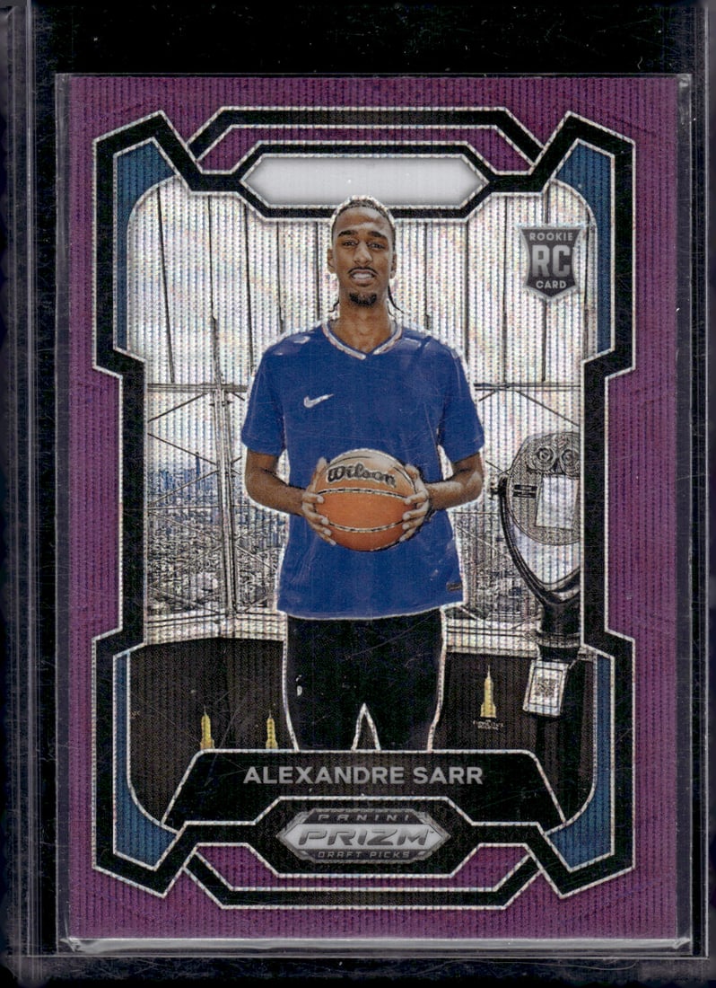 Alexandre Sarr Rookie Card Purple Wave Prizm 2024 Prizm Draft Picks #52 Washington Wizards: Panini Select, Prizm, Mosaic, Contenders, Revolution, Phoenix, NBA Hoops, Rookie NFL Sports Trading Cards, Silver, SP, SSP, Wave Prizms, Numbered Cards, Basketball sports Cards for Sale Near Me, NBA C