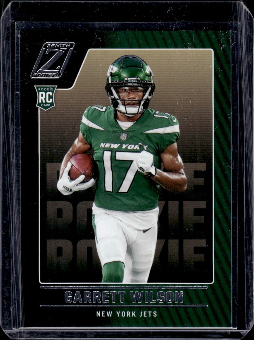 Garrett Wilson Rookie Card 2022 Panini Zenith #106 New York Jets: Panini Select, Prizm, Mosaic, Contenders, Zenith, Phoenix, Illusions, Absolute, Rookie NFL Sports Trading Cards, SP, SSP, Cards, Football Cards for Sale Near Me, Superbowl & Hall of Fame Player Cards,