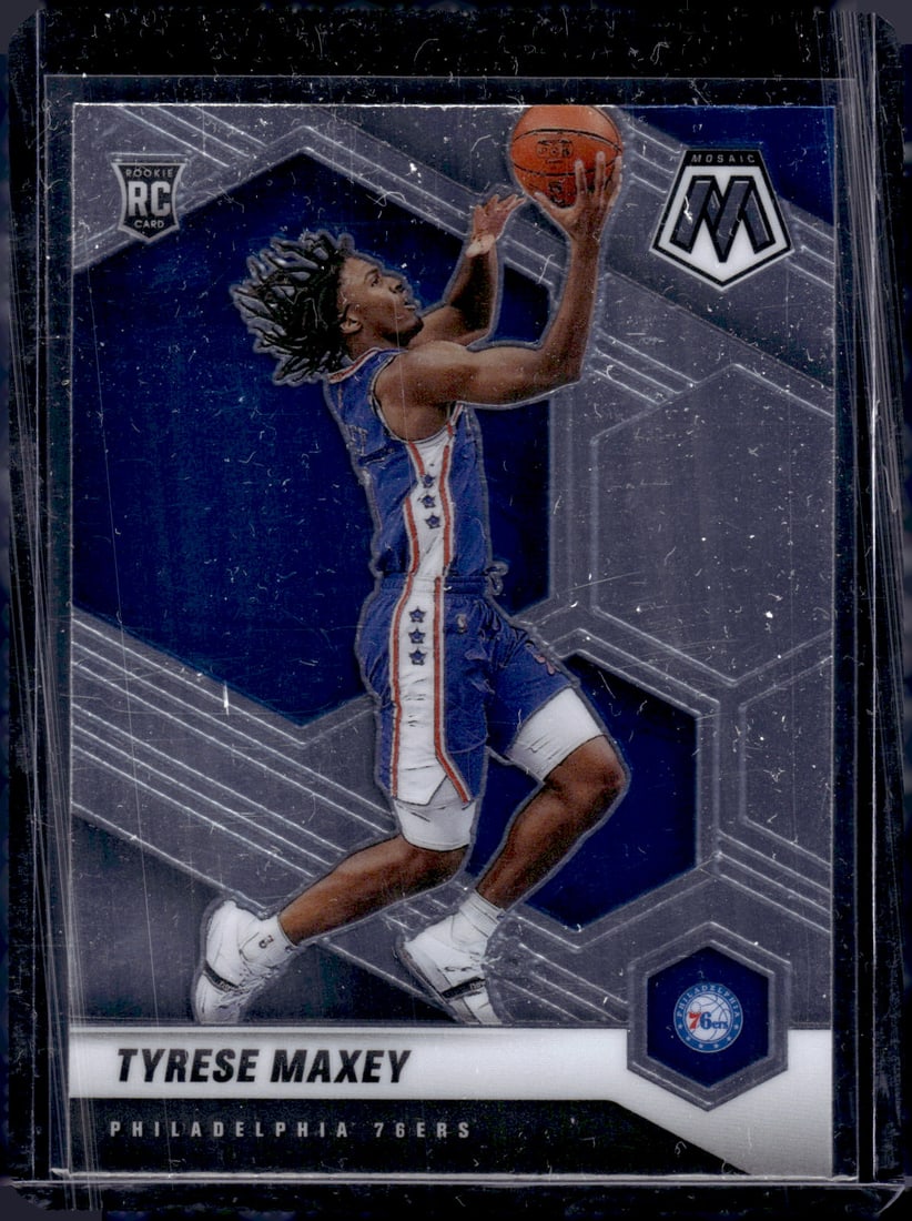 Tyrese Maxey Rookie Card 2020-21 Panini Mosaic #203 76ers Basketball Card: Panini Select, Prizm, Mosaic, Contenders, Revolution, Phoenix, NBA Hoops, Rookie NFL Sports Trading Cards, Silver, SP, SSP, Wave Prizms, Numbered Cards, Basketball sports Cards for Sale Near Me, NBA C