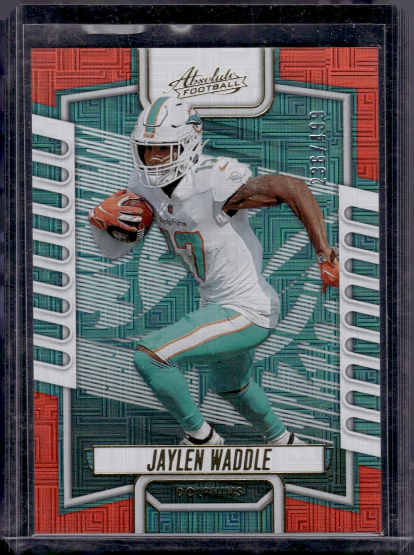 Jaylen Waddle Red Squares /499 2023 Panini Absolute #96 Miami Dolphins (1 of 2)