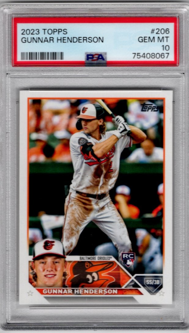 Gunnar Henderson Rookie Card 2023 Topps #206 PSA 10 Baltimore Orioles (1 of 2)