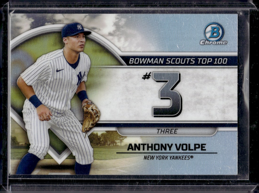 Anthony Volpe Top 100 Prospects 2023 Bowman Chrome #BTP-3 New York Yankees: Bowman Baseball MLB Trading & Sports Cards, Sports Cards for Sale Near Me, World Series & Hall of Fame Players, SP, SSP, Chrome, 1st Bowman, Auction Memorabilia Lots Sold On Line