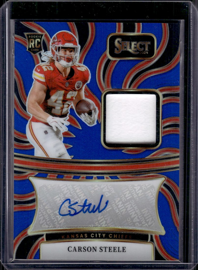 Carson Steele Blue Prizm Rookie Patch Auto /75 2024 Panini Select #RSM-CSE Chiefs (1 of 2)