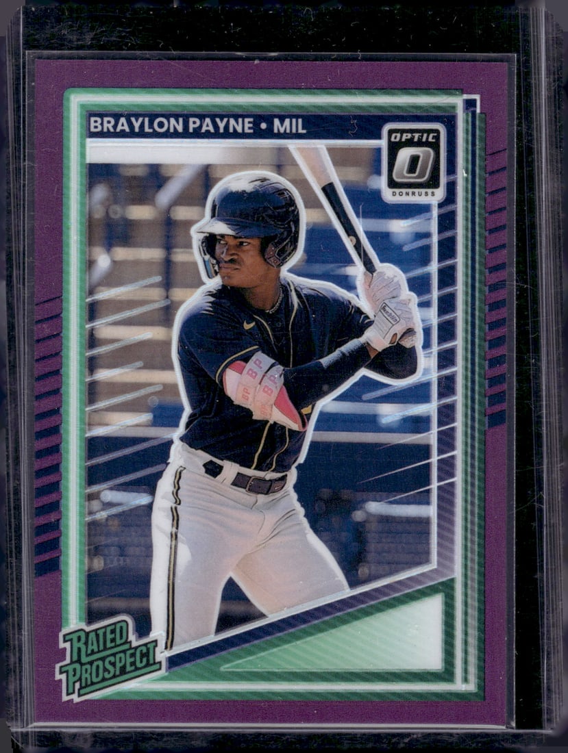Braylon Payne Rated Prospect Purple Prizm /49 2025 Donruss Optic #117 Milwaukee Brewers (1 of 2)