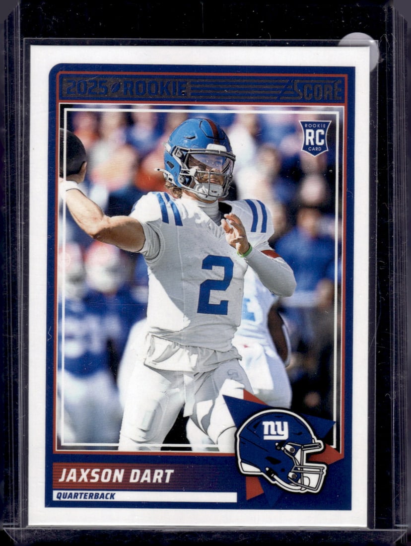 Jaxson Dart Rookie Card 2025 Panini Score #35 Ole Miss Rebels, New York Giants: Panini Select, Prizm, Mosaic, Contenders, Zenith, Phoenix, Illusions, Absolute, Rookie NFL Sports Trading Cards, SP, SSP, Cards, Football Cards for Sale Near Me, Superbowl & Hall of Fame Player Cards,