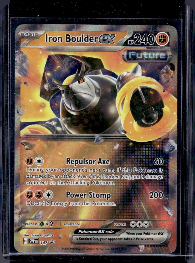 2024 Scarlet & Violet Promo Iron Boulder Ex #147: Pokemon Trading Card Game Cards, Charizard, Pikachu, Mewto, EX, Referse Holo, Holo Rare Cards, Secret Rare Cards, Full Art Cards, Evee, 3 Stars Ultra Rare Cards, Double Rare, Illustration Rare, Specia