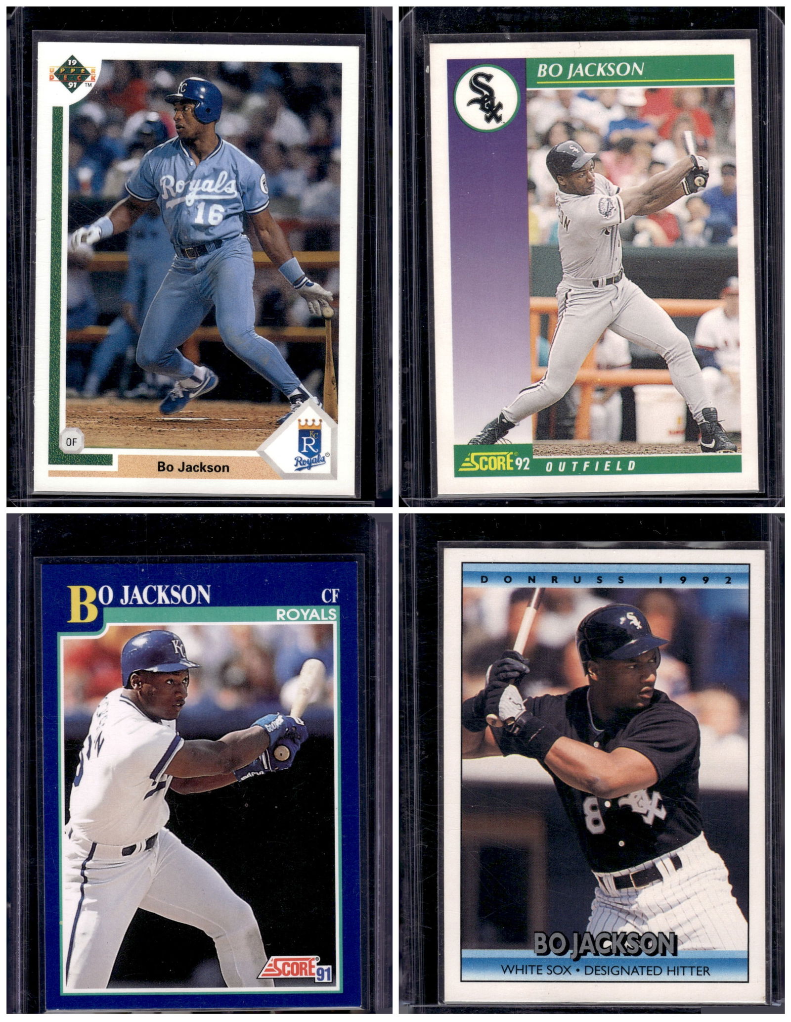 Lot of 4 Bo Jackson Baseball Cards All Early 1990s (1 of 1)