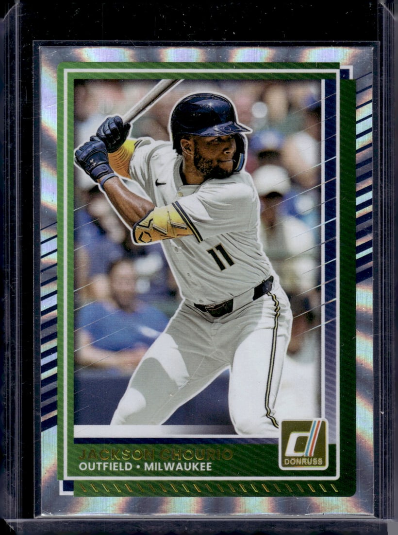 Jackson Chourio Laser 2025 Donruss #99 Milwaukee Brewers: Donruss Baseball MLB Trading & Sports Cards, Sports Cards for Sale Near Me, Prizm, Mosaic, Select, SP, SSP, Auction Memorabilia Lots for Sale On Line, World Series & Hall of Fame Players, Diamond King
