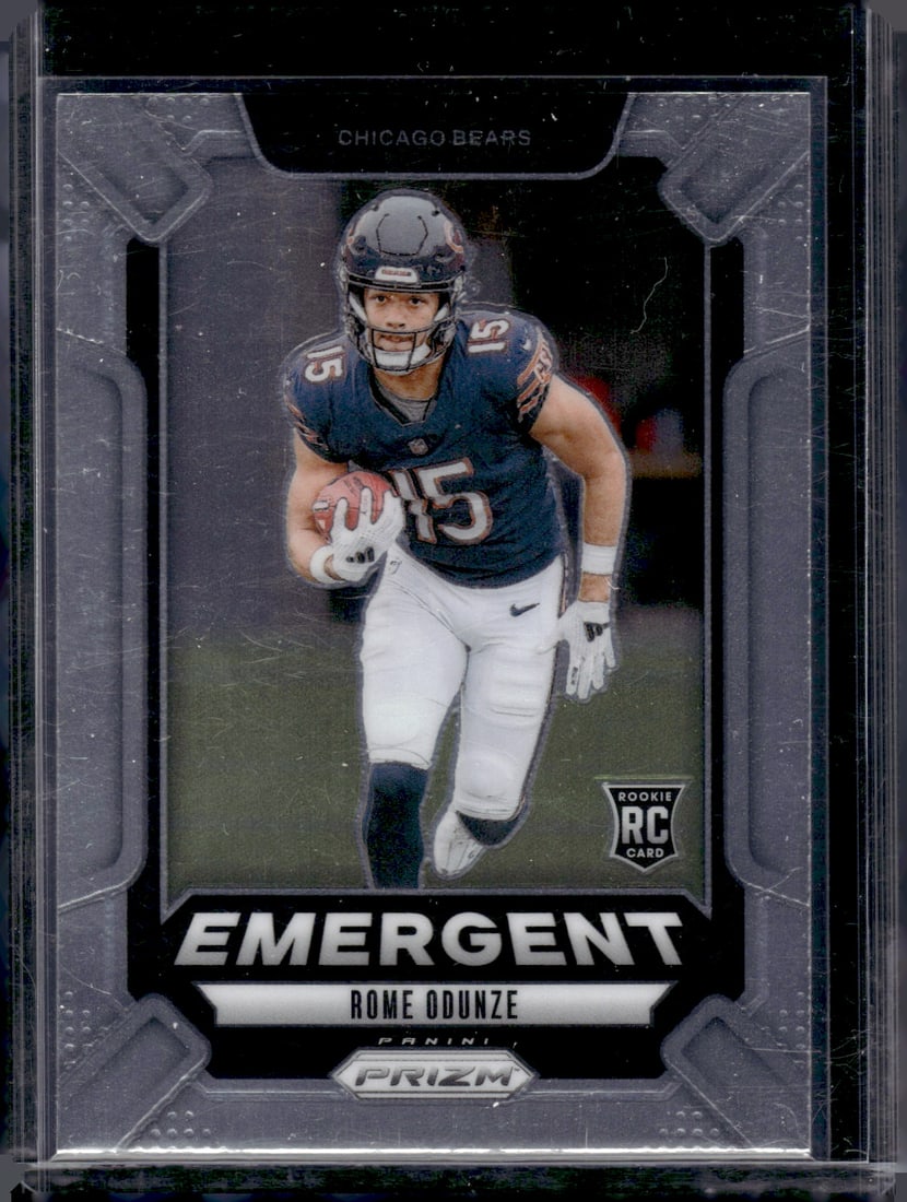 Rome Odunze Rookie Card Emergent 2024 Panini Prizm #11 Chicago Bears: Panini Select, Prizm, Mosaic, Contenders, Zenith, Phoenix, Illusions, Absolute, Rookie NFL Sports Trading Cards, SP, SSP, Cards, Football Cards for Sale Near Me, Superbowl & Hall of Fame Player Cards,
