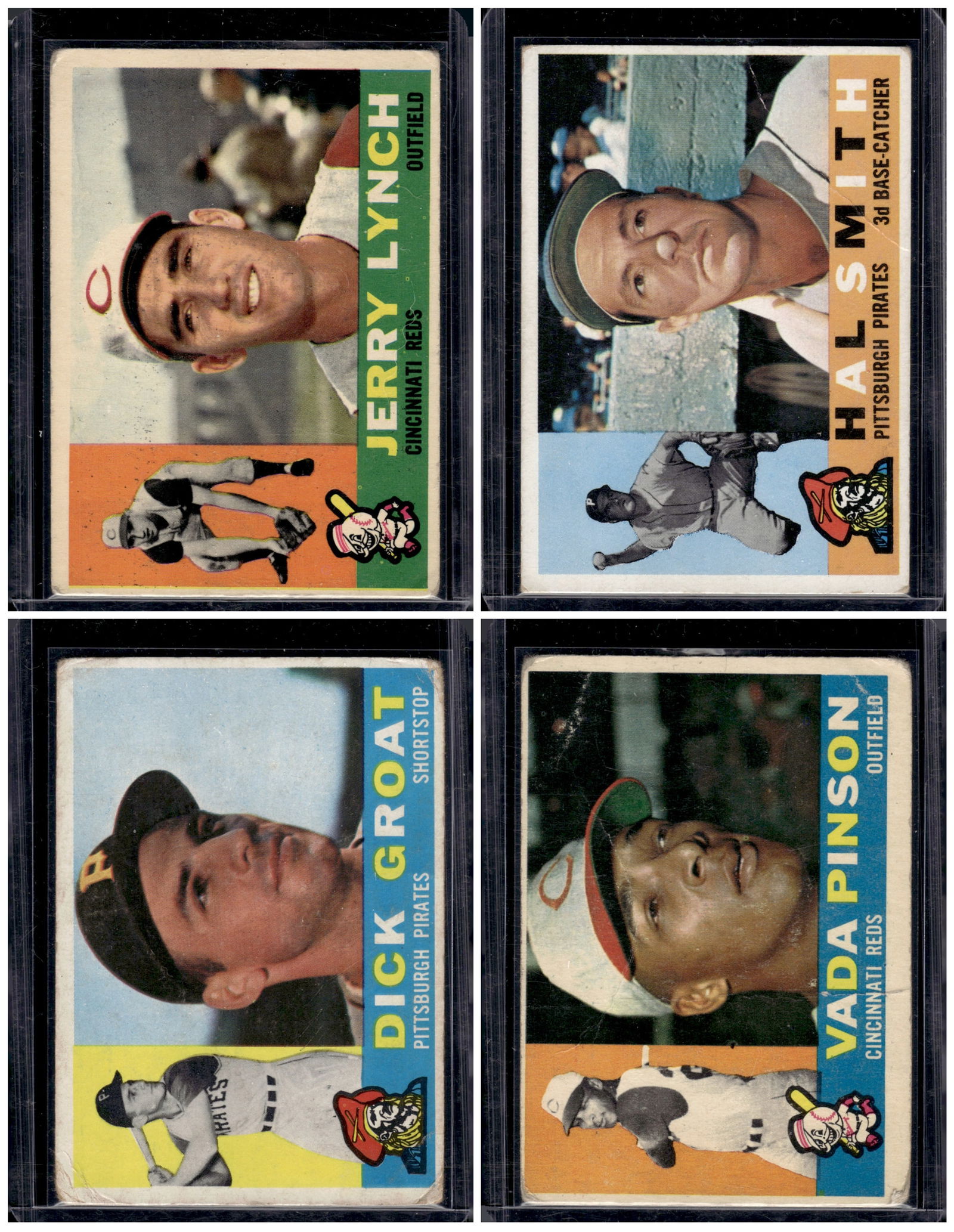 Lot of 4 1960 Topps Vintage Baseball Cards. All Different, See Pictures For Condition (1 of 2)