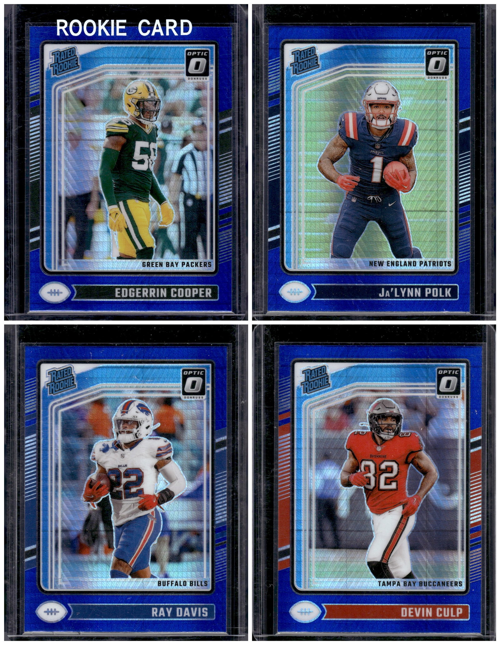 Lot of 4 2024 Donruss Optic NFL Blue Hyper Prizm Rookies. Cooper, Polk, Davis, Culp: Donruss Optic Football NLF Trading & Sports Cards, Sports Cards for Sale Near Me, Valuable Memorabilia Auction Lots Sold On Line, SP, SSP