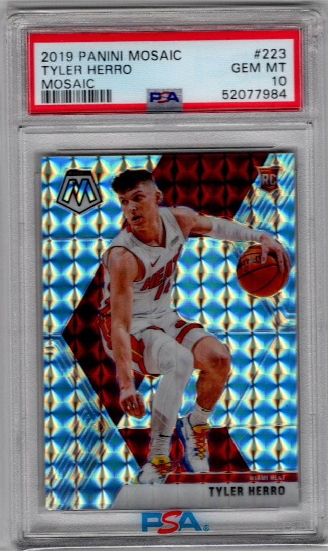 Tyler Herro Rookie Card Silver Mosaic Prizm 2019-20 Mosaic #223 PSA 10 Miami Heat (1 of 2)