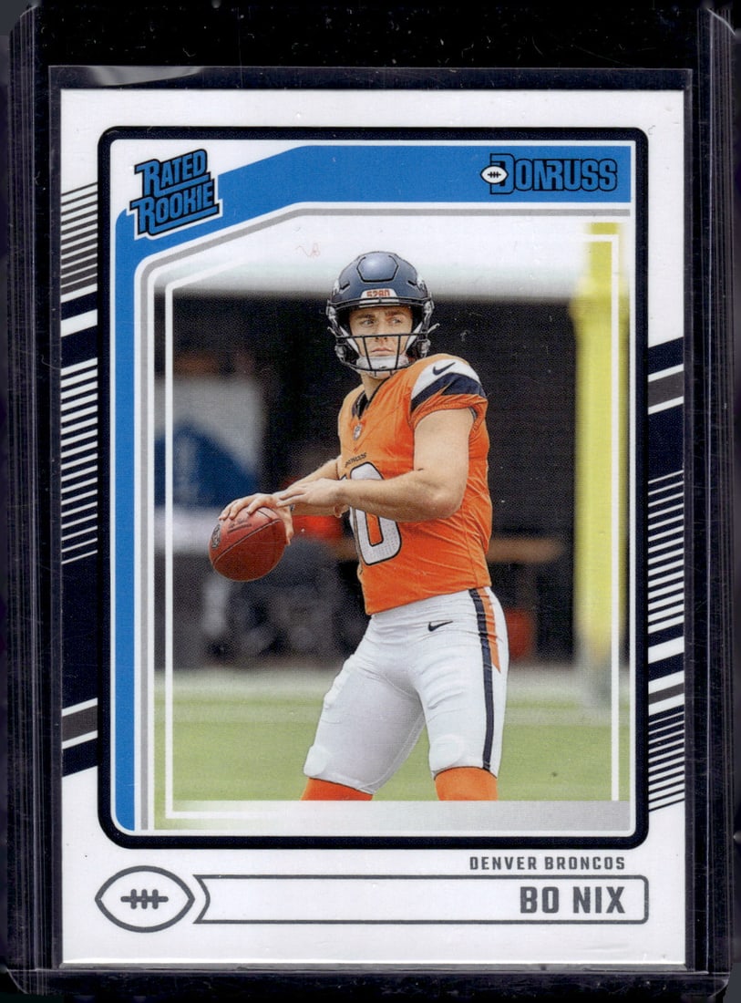 Bo Nix Rookie Card 2024 Panini Donruss #369 Denver Broncos: Donruss Football NLF Trading & Sports Cards, Sports Cards for Sale Near Me, Valuable Memorabilia Auction Lots Sold On Line, SP, SSP