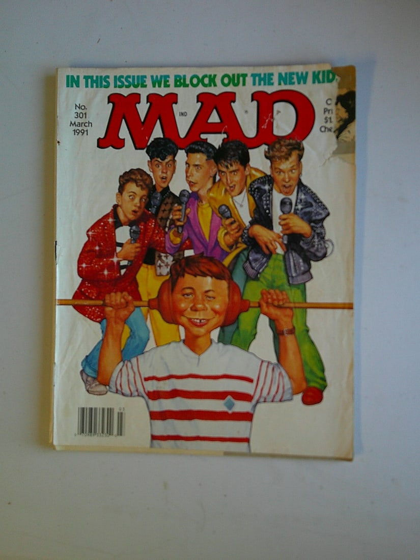 Mad Magazine Vintage Comic Magazine: 1991 #301 New Kids on the Block, Torn Front Cover (1 of 8)
