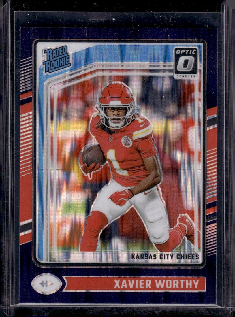 Xavier Worthy Rookie Card Purple Shock Prizm 2024 Donruss Optic #300 Kansas City Chiefs: Donruss Optic Football NLF Trading & Sports Cards, Sports Cards for Sale Near Me, Valuable Memorabilia Auction Lots Sold On Line, SP, SSP