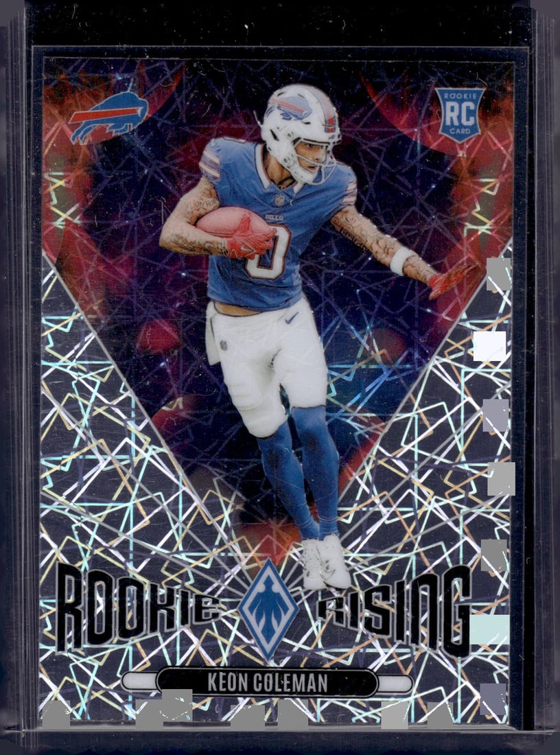 Keon Coleman Rookie Rising Lazer 2024 Panini Phoenix #RR-KCN Buffalo Bills: Panini Select, Prizm, Mosaic, Contenders, Zenith, Phoenix, Illusions, Absolute, Rookie NFL Sports Trading Cards, SP, SSP, Cards, Football Cards for Sale Near Me, Superbowl & Hall of Fame Player Cards,
