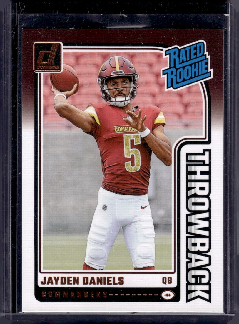 Jayden Daniels Rookie Card Throwback 2024 Panini Donruss #43 Washington Commanders (1 of 2)