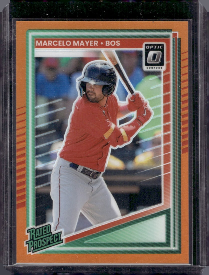 Marcelo Mayer Rated Prospect Orange Prizm /199 2025 Donruss Optic #109 Boston Red Sox (1 of 2)