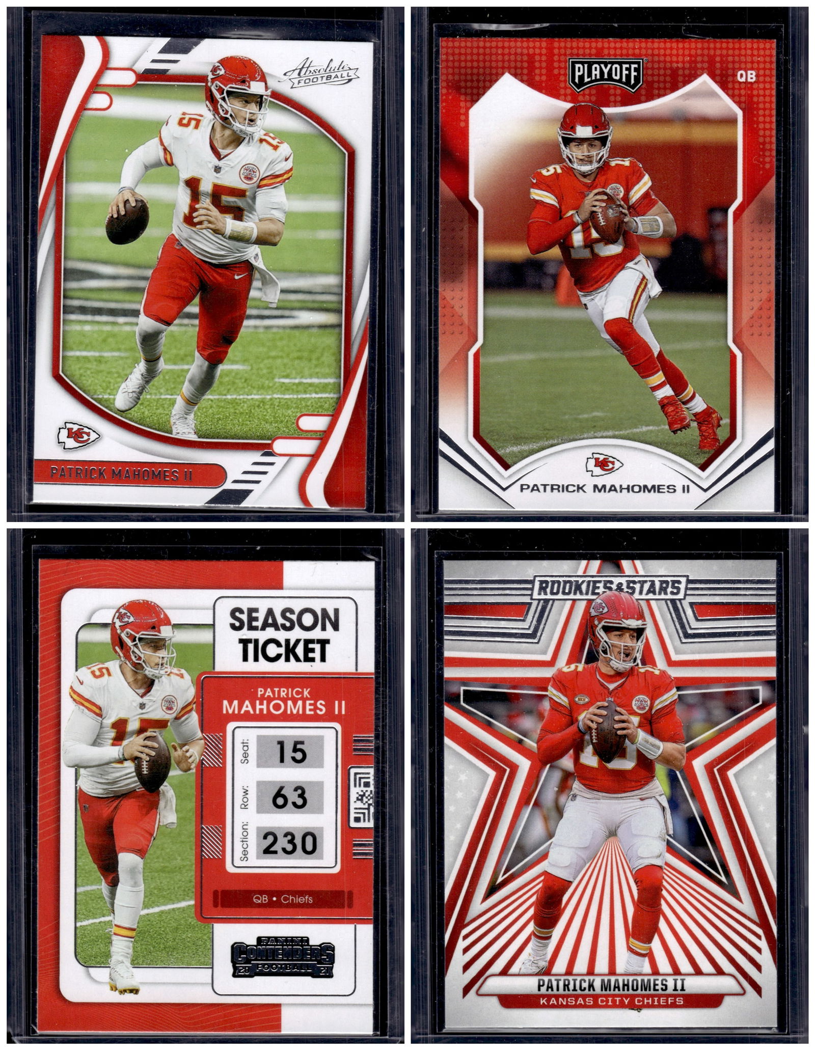 Lot of 4 Patrick Mahomes Panini NFL Football Cards. Kansas City Chiefs (1 of 1)