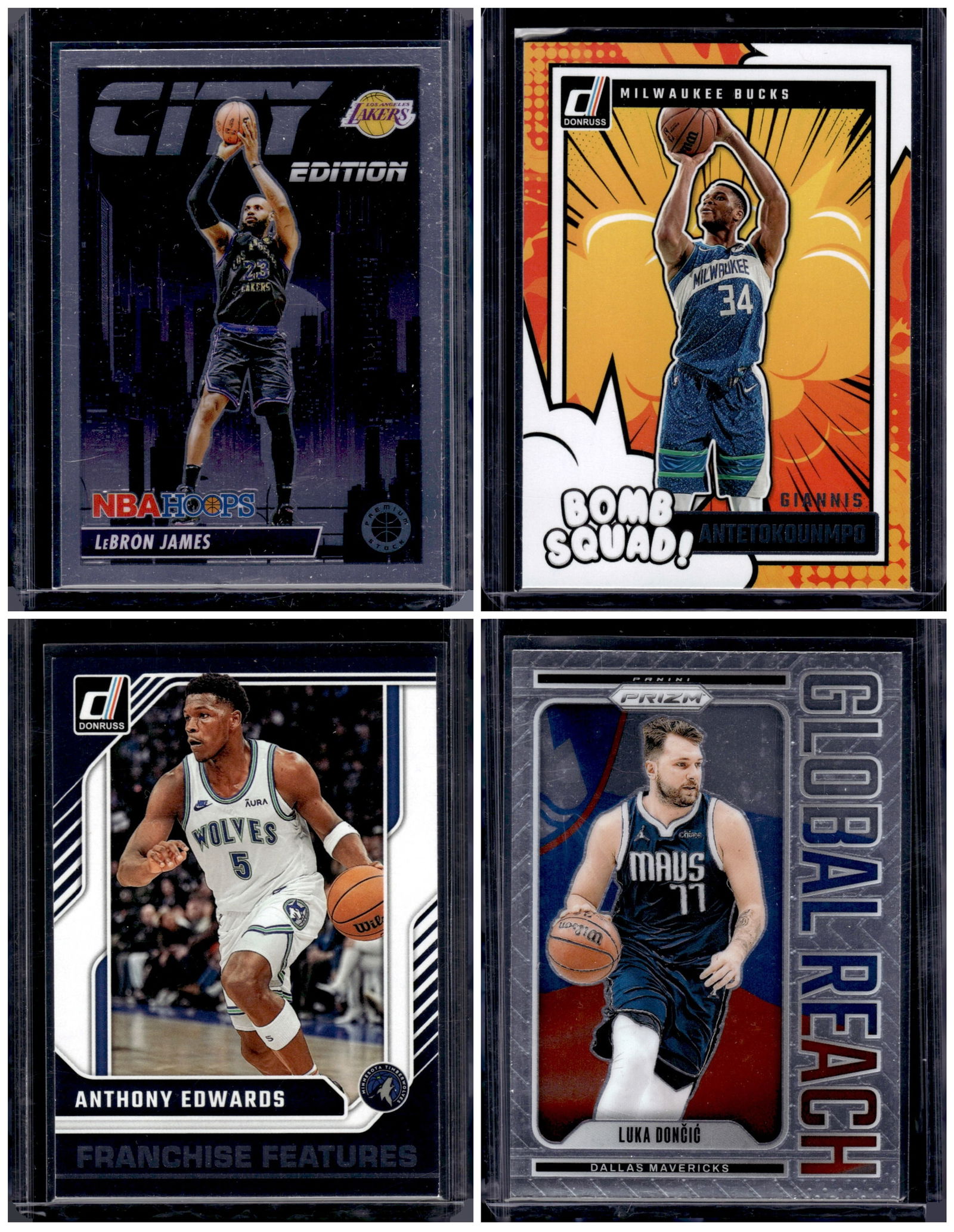 Lot of 4 Panini Basketball Inserts. LeBron James, Anthony Edwards, Giannis, Luka Doncic (1 of 1)