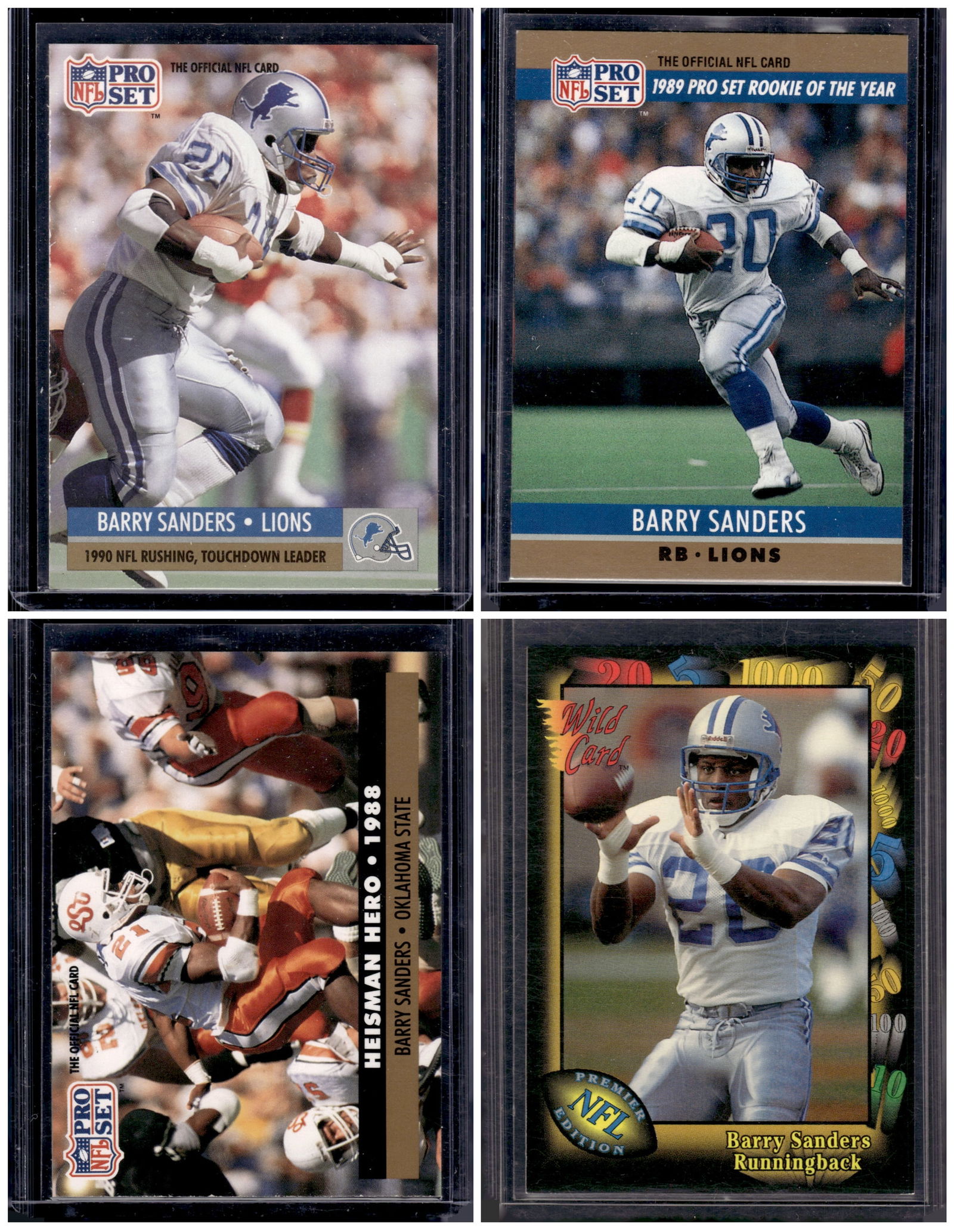 Lot of 4 Barry Sanders Early 1990s Football Cards. Detroit Lions (1 of 1)