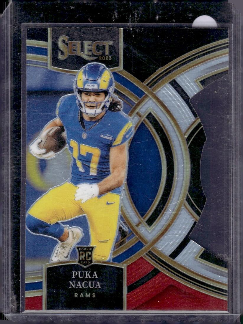 Puka Nacua Rookie Card Black/Red Prizm Die Cut 2023 Select #199 Los Angeles Rams: Panini Select, Prizm, Mosaic, Contenders, Zenith, Phoenix, Illusions, Absolute, Rookie NFL Sports Trading Cards, SP, SSP, Cards, Football Cards for Sale Near Me, Superbowl & Hall of Fame Player Cards,