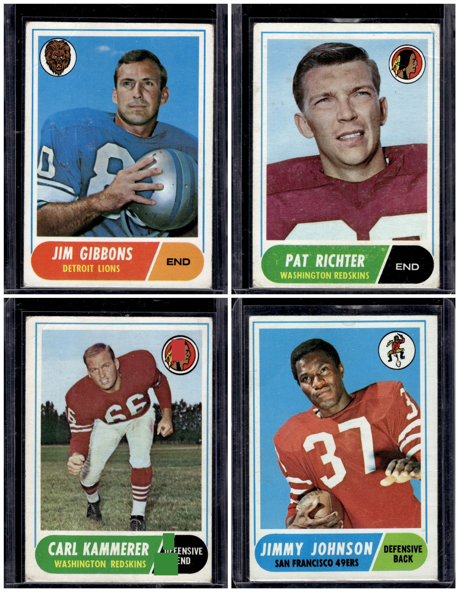 Lot of 4 1968 Topps Vintage Football Cards. All Different, See Pictures For Condition (1 of 2)