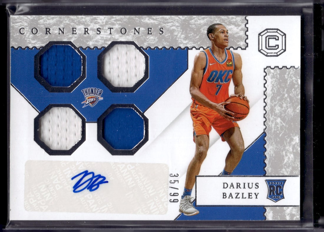 Darius Bazley Rookie Patch Auto /99 2019-20 Chronicles Cornerstones #RC-DBA (1 of 2)