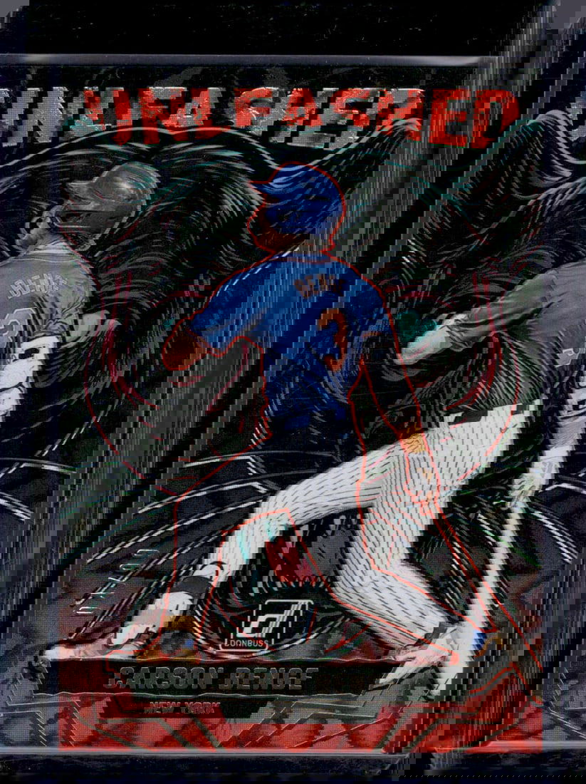 Carson Benge Unleashed Red /99 2025 Panini Donruss #18 New York Mets (1 of 2)