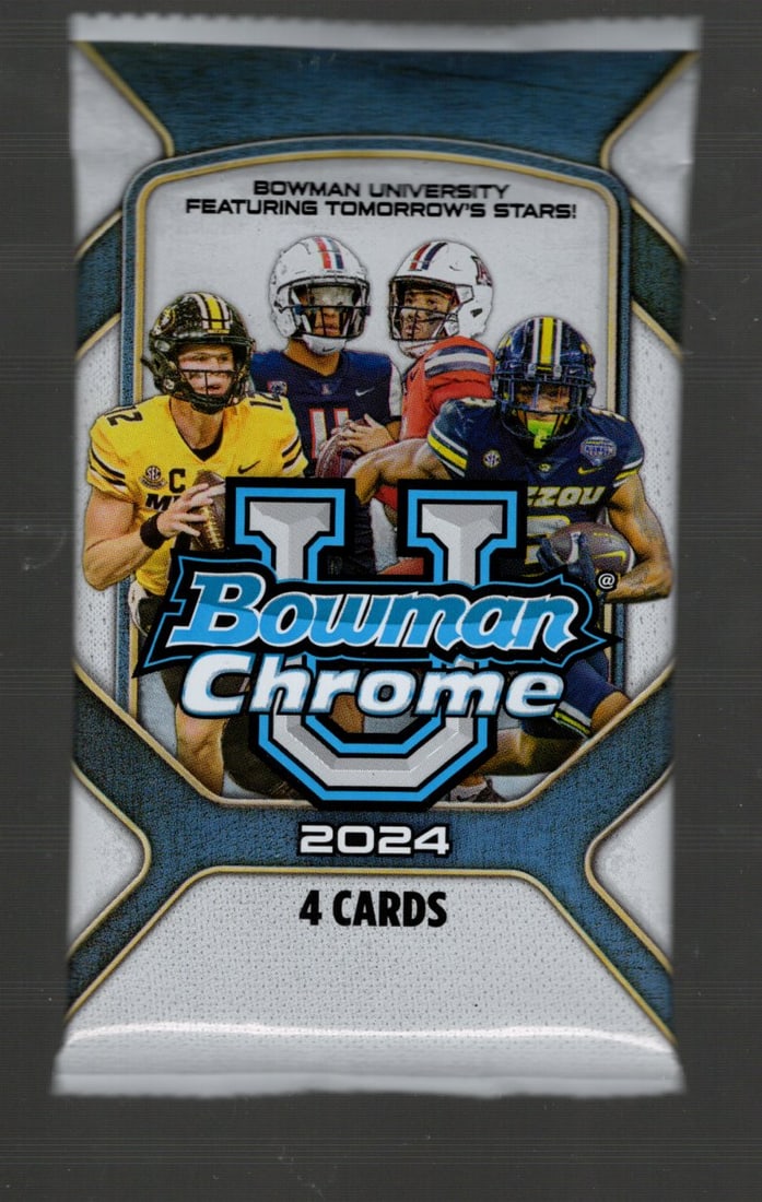 2024 Bowman Chrome U Football Cards BLASTER Box Pack Sports Cards NFL Trading Cards: Bowman Rookie Football NCAA & NFL Trading Sports Cards, Sports Cards for Sale Near Me, 1st Bowman, Prospect, Autographs, Lava, Refractor