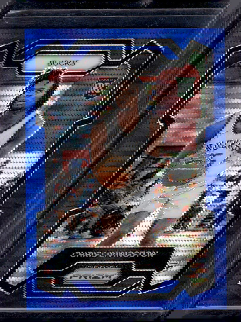 Chris Livingston Rookie Card Blue Seismic /99 2023-24 Panini Prizm #156 Milwaukee Bucks (1 of 2)