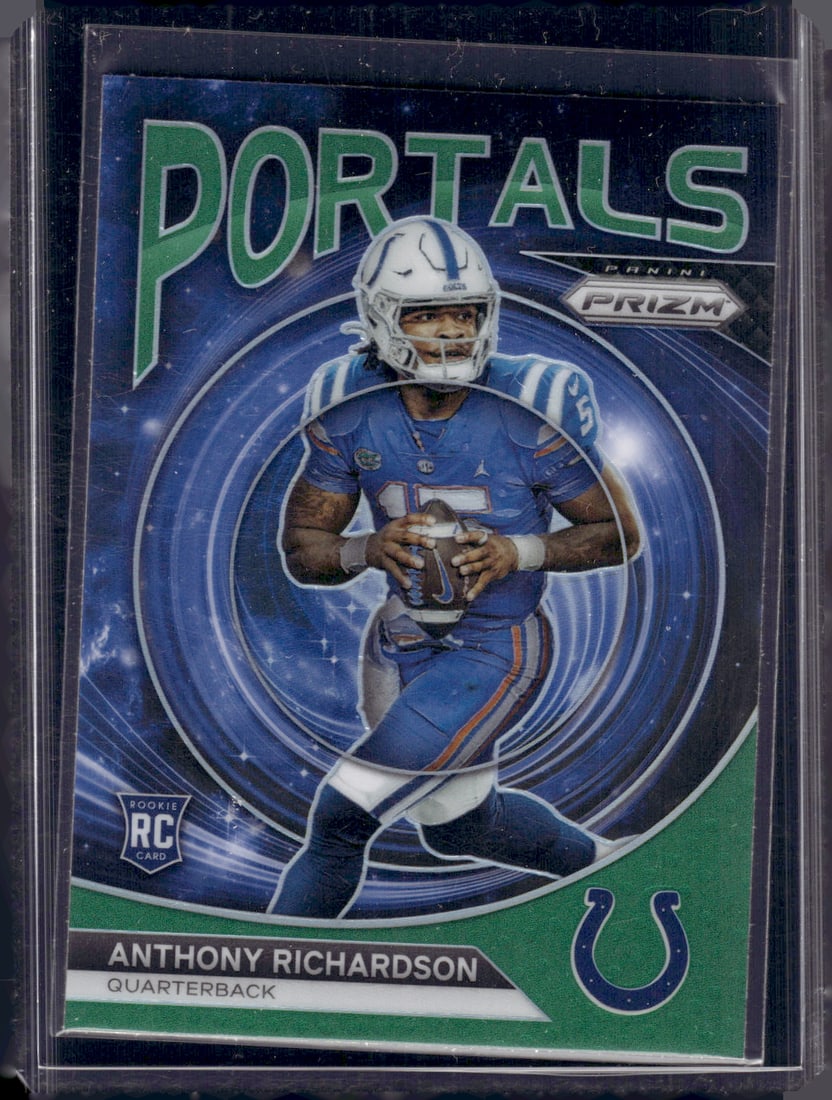 Anthony Richardson Rookie Card Portals Green Prizm 2023 Panini Prizm #PO-5 Colts: Panini Select, Prizm, Mosaic, Contenders, Zenith, Phoenix, Illusions, Absolute, Rookie NFL Sports Trading Cards, SP, SSP, Cards, Football Cards for Sale Near Me, Superbowl & Hall of Fame Player Cards,