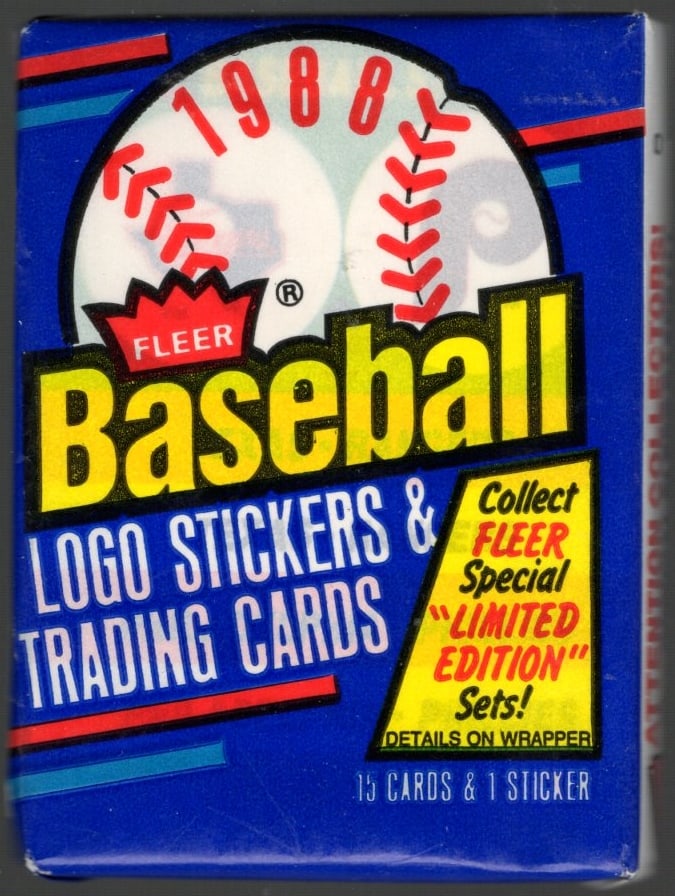 1988 Fleer Baseball Cards Retail Box Pack Sports Cards MLB Trading Cards Rookie Cards: Fleer Vintage Baseball MLB Trading & Sports Cards, World Series & Hall of Fame Players, Rookie Cards in this set are Tom Glavine & Edgar Martinez, Old Sports Cards for Sale Near Me, Valuable Auction M