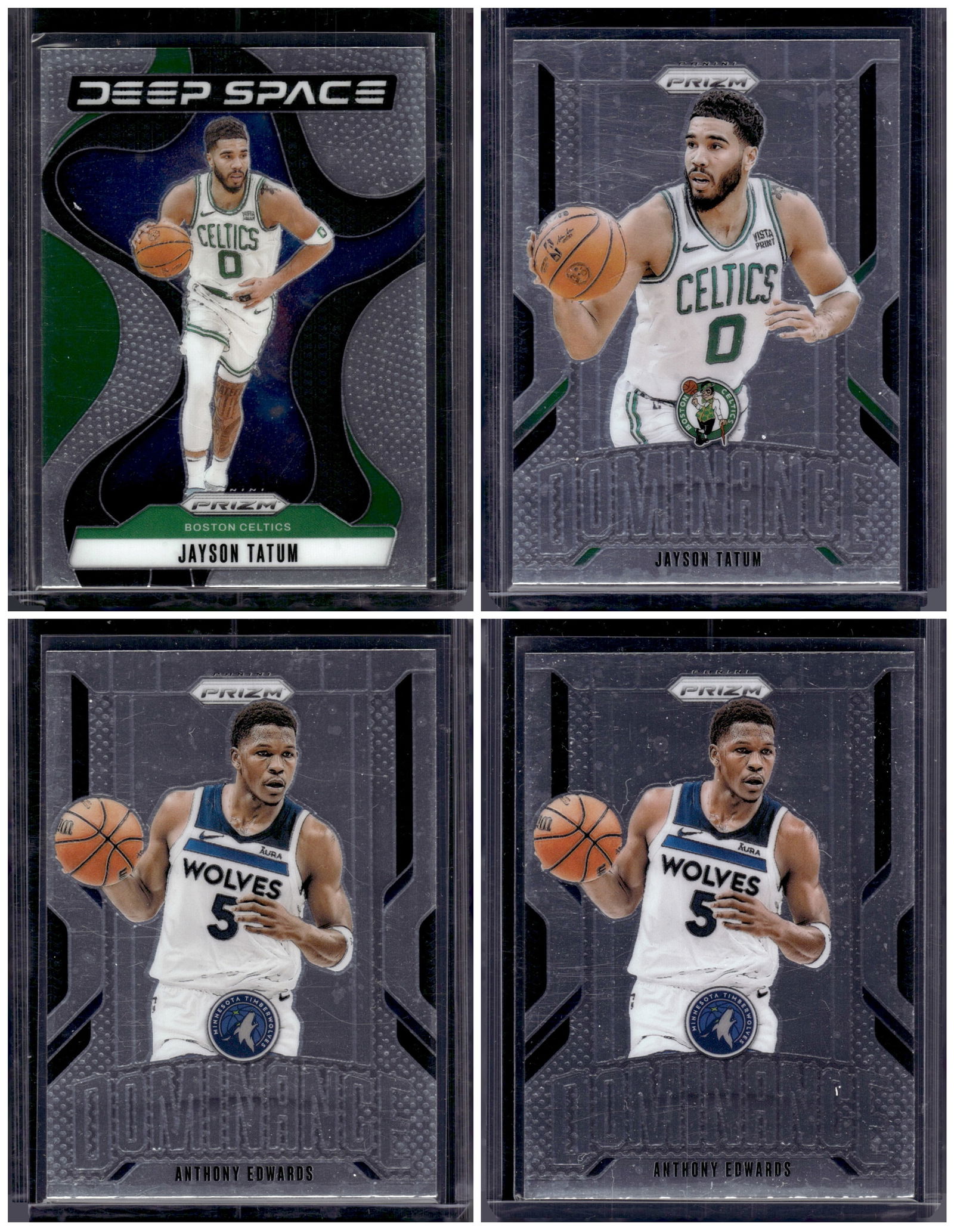 Lot of 4 2024-25 Prizm NBA Inserts. 2 Jayson Tatum & 2 Anthony Edwards (1 of 1)