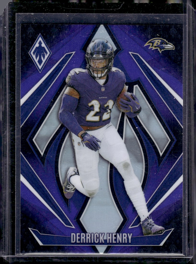 Derrick Henry Purple 2024 Panini Phoenix #45 Baltimore Ravens: Panini Select, Prizm, Mosaic, Contenders, Zenith, Phoenix, Illusions, Absolute, Rookie NFL Sports Trading Cards, SP, SSP, Cards, Football Cards for Sale Near Me, Superbowl & Hall of Fame Player Cards,