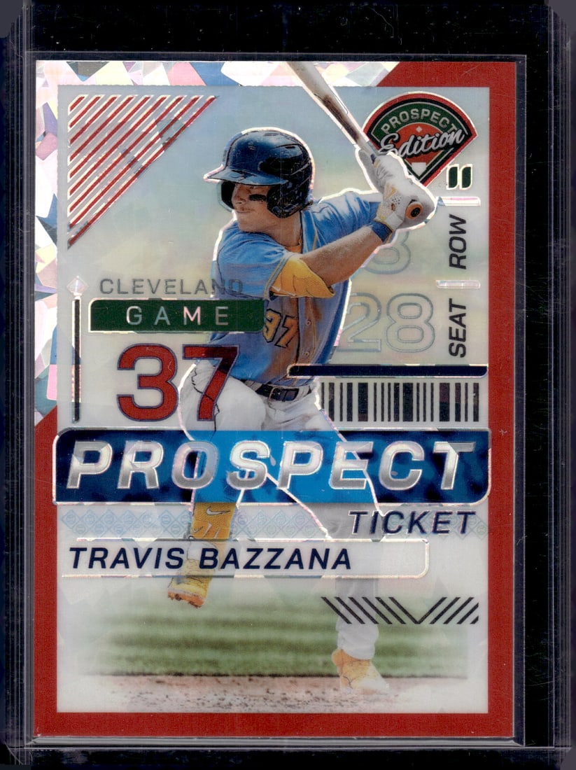 Travis Bazzana Prospect Ticket Red Ice 2024 Panini Prospect Edition #5 Guardians: Panini Baseball MLB Trading & Sports Cards, Sports Cards for Sale Near Me, Prizm, Mosaic, Select, SP, SSP, Auction Memorabilia Lots for Sale On Line, World Series & Hall of Fame Players