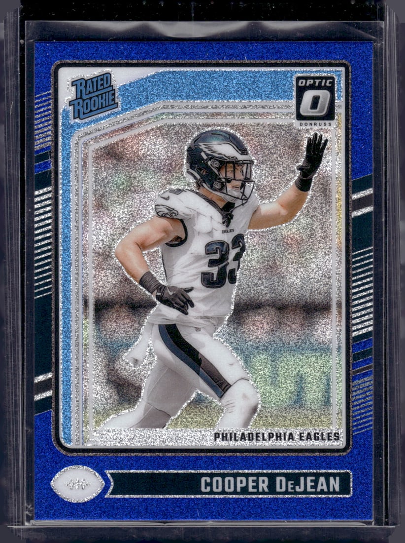 Cooper DeJean Rookie Card Blue Glitter SSP 2024 Donruss Optic #221 Philadelphia Eagles: Donruss Optic Football NLF Trading & Sports Cards, Sports Cards for Sale Near Me, Valuable Memorabilia Auction Lots Sold On Line, SP, SSP