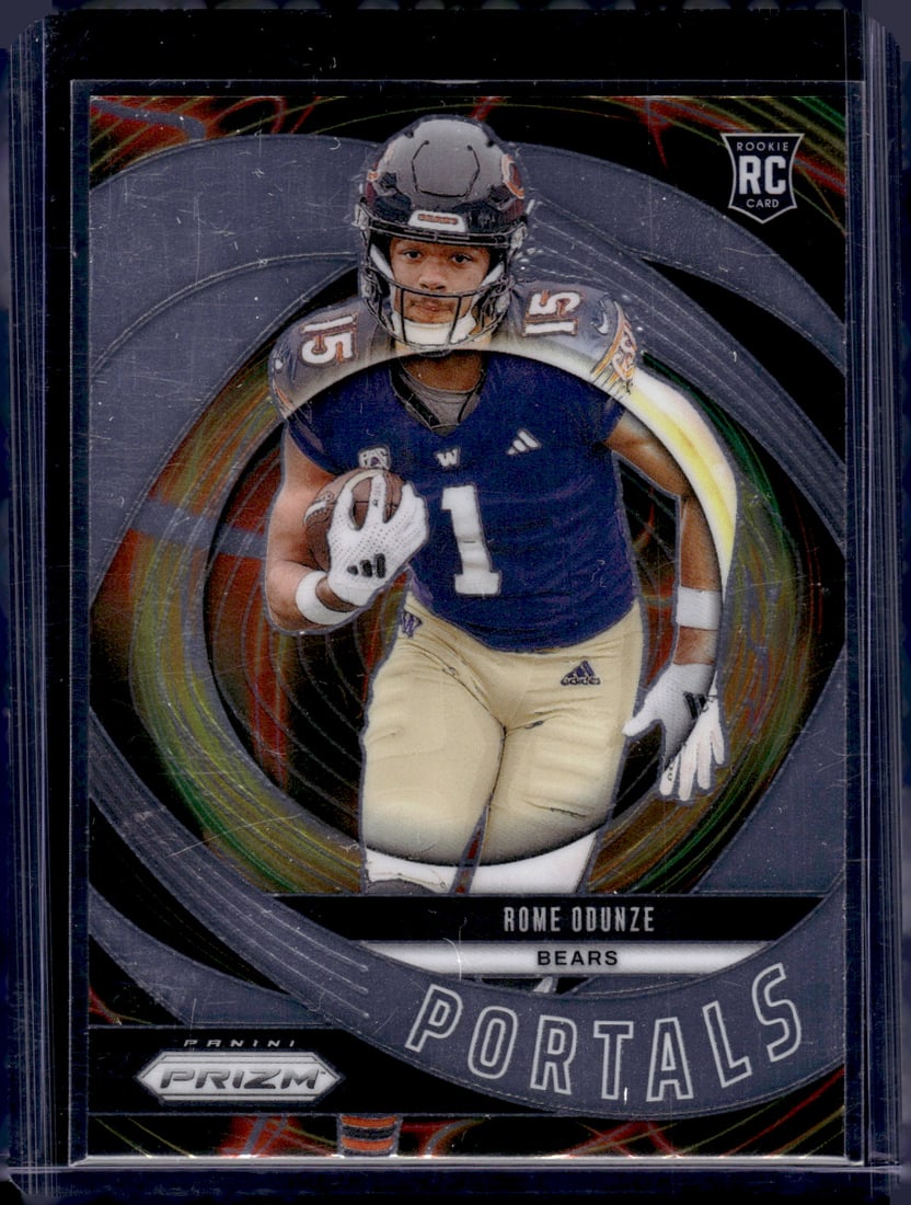Rome Odunze Rookie Card Portals 2024 Panini Prizm #9 Chicago Bears: Panini Select, Prizm, Mosaic, Contenders, Zenith, Phoenix, Illusions, Absolute, Rookie NFL Sports Trading Cards, SP, SSP, Cards, Football Cards for Sale Near Me, Superbowl & Hall of Fame Player Cards,