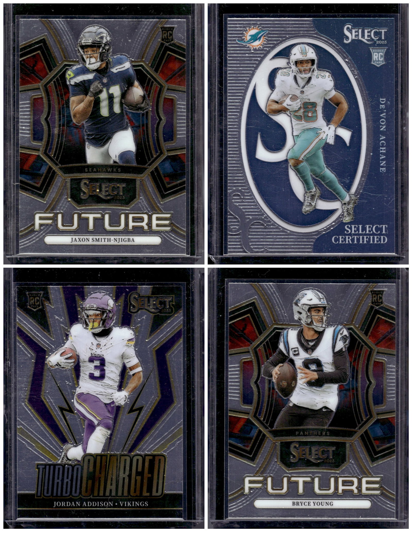 Lot of 4 2023 Select NFL Rookie Cards. Smith-Njigba, Achane, Addison, Young (1 of 1)